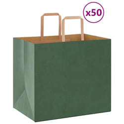 vidaXL Paper Bags 50 pcs with Handles White 54x15x49 cm Paper Grocery Bag - green, 32 x 22 x 28 cm
