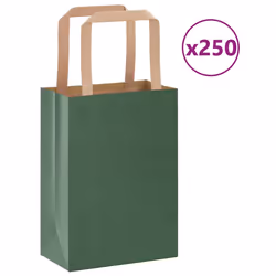 vidaXL Paper Bags 250 pcs with Handles White 21x11x28 cm Paper Grocery Bag - green, 15 x 8 x 21 cm/ 250 pcs