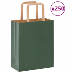 vidaXL Paper Bags 250 pcs with Handles White 21x11x28 cm Paper Grocery Bag - green, 18 x 8 x 22 cm/ 250 pcs