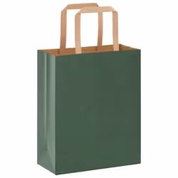 vidaXL Paper Bags 250 pcs with Handles White 21x11x28 cm Paper Grocery Bag - green, 18 x 8 x 22 cm/ 250 pcs