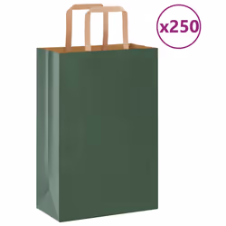 vidaXL Paper Bags 250 pcs with Handles White 21x11x28 cm Paper Grocery Bag - green, 21 x 11 x 31 cm/ 250 pcs