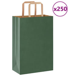 vidaXL Paper Bags 250 pcs with Handles White 21x11x28 cm Paper Grocery Bag - green, 21 x 11 x 31 cm/ 250 pcs