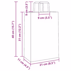vidaXL Paper Bags 250 pcs with Handles White 21x11x28 cm Paper Grocery Bag - green, 21 x 11 x 31 cm/ 250 pcs
