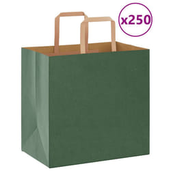 vidaXL Paper Bags 250 pcs with Handles White 21x11x28 cm Paper Grocery Bag - green, 26 x 17 x 25 cm/ 250 pcs