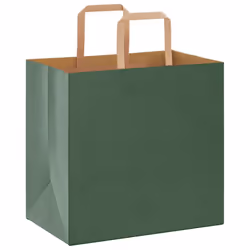 vidaXL Paper Bags 250 pcs with Handles White 21x11x28 cm Paper Grocery Bag - green, 26 x 17 x 25 cm/ 250 pcs