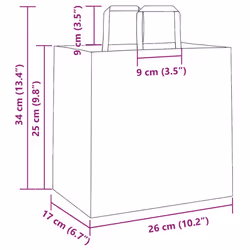 vidaXL Paper Bags 250 pcs with Handles White 21x11x28 cm Paper Grocery Bag - green, 26 x 17 x 25 cm/ 250 pcs