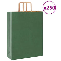 vidaXL Paper Bags 250 pcs with Handles White 21x11x28 cm Paper Grocery Bag - green, 32 x 12 x 42 cm/ 250 pcs