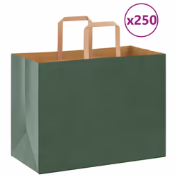 vidaXL Paper Bags 250 pcs with Handles White 21x11x28 cm Paper Grocery Bag - green, 32 x 17 x 25 cm/ 250 pcs