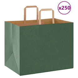 vidaXL Paper Bags 250 pcs with Handles White 21x11x28 cm Paper Grocery Bag - green, 32 x 22 x 24 cm/ 250 pcs