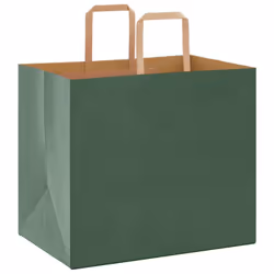 vidaXL Paper Bags 250 pcs with Handles White 21x11x28 cm Paper Grocery Bag - green, 32 x 22 x 28 cm/ 250 pcs