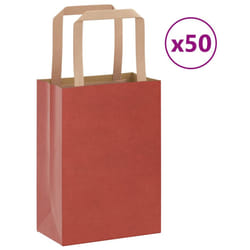 vidaXL Paper Bags 250 pcs with Handles White 21x11x28 cm Paper Grocery Bag - red, 15 x 8 x 21 cm/ 50 pcs