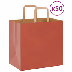 vidaXL Paper Bags 50 pcs with Handles White 54x15x49 cm Paper Grocery Bag - red, 26 x 17 x 25 cm