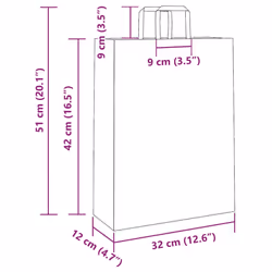vidaXL Paper Bags 50 pcs with Handles White 54x15x49 cm Paper Grocery Bag - red, 32 x 12 x 42 cm