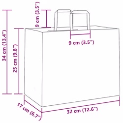 vidaXL Paper Bags 50 pcs with Handles White 54x15x49 cm Paper Grocery Bag - red, 32 x 17 x 25 cm
