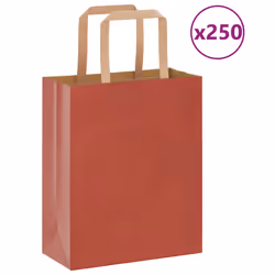 vidaXL Paper Bags 250 pcs with Handles White 21x11x28 cm Paper Grocery Bag - red, 18 x 8 x 22 cm/ 250 pcs