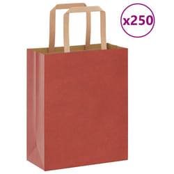 vidaXL Paper Bags 250 pcs with Handles White 21x11x28 cm Paper Grocery Bag - red, 18 x 8 x 22 cm/ 250 pcs