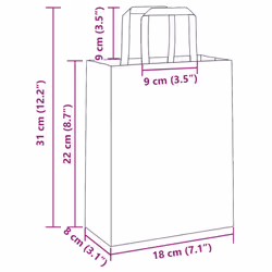 vidaXL Paper Bags 250 pcs with Handles White 21x11x28 cm Paper Grocery Bag - red, 18 x 8 x 22 cm/ 250 pcs
