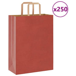 vidaXL Paper Bags 250 pcs with Handles White 21x11x28 cm Paper Grocery Bag - red, 26 x 12 x 35 cm/ 250 pcs