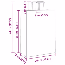 vidaXL Paper Bags 250 pcs with Handles White 21x11x28 cm Paper Grocery Bag - red, 26 x 12 x 35 cm/ 250 pcs