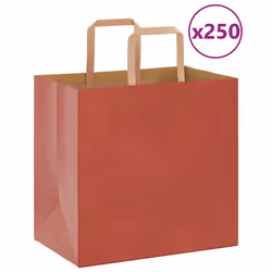 vidaXL Paper Bags 250 pcs with Handles White 21x11x28 cm Paper Grocery Bag - red, 26 x 17 x 25 cm/ 250 pcs