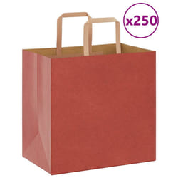 vidaXL Paper Bags 250 pcs with Handles White 21x11x28 cm Paper Grocery Bag - red, 26 x 17 x 25 cm/ 250 pcs