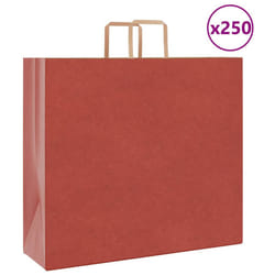 vidaXL Paper Bags 250 pcs with Handles White 21x11x28 cm Paper Grocery Bag - red, 54 x 15 x 49 cm/ 250 pcs