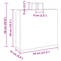 vidaXL Paper Bags 250 pcs with Handles White 21x11x28 cm Paper Grocery Bag - red, 54 x 15 x 49 cm/ 250 pcs