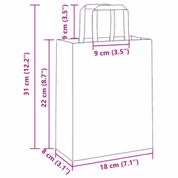 vidaXL Paper Bags 50 pcs with Handles White 54x15x49 cm Paper Grocery Bag - yellow, 18 x 8 x 22 cm