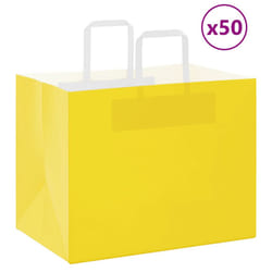 vidaXL Paper Bags 50 pcs with Handles White 54x15x49 cm Paper Grocery Bag - yellow, 32 x 22 x 24 cm