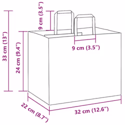 vidaXL Paper Bags 50 pcs with Handles White 54x15x49 cm Paper Grocery Bag - yellow, 32 x 22 x 24 cm