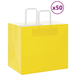 vidaXL Paper Bags 50 pcs with Handles White 54x15x49 cm Paper Grocery Bag - yellow, 32 x 22 x 28 cm