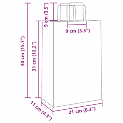 vidaXL Paper Bags 250 pcs with Handles Blue 32x22x28 cm Paper Grocery Bag - yellow, 21 x 11 x 31 cm/ 250 pcs - Additional view 3