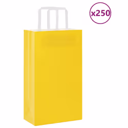vidaXL Paper Bags 250 pcs with Handles White 21x11x28 cm Paper Grocery Bag - yellow, 21 x 11 x 36 cm/ 250 pcs