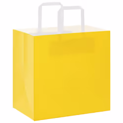 vidaXL Paper Bags 250 pcs with Handles White 21x11x28 cm Paper Grocery Bag - yellow, 26 x 17 x 25 cm/ 250 pcs