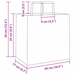 vidaXL Paper Bags 250 pcs with Handles White 21x11x28 cm Paper Grocery Bag - yellow, 26 x 17 x 25 cm/ 250 pcs