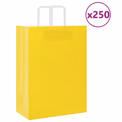 vidaXL Paper Bags 250 pcs with Handles White 21x11x28 cm Paper Grocery Bag - yellow, 32 x 17 x 44 cm/ 250 pcs