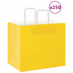 vidaXL Paper Bags 250 pcs with Handles White 21x11x28 cm Paper Grocery Bag - yellow, 32 x 22 x 28 cm/ 250 pcs