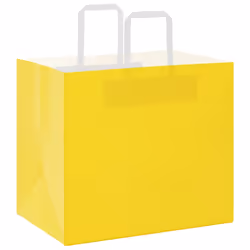 vidaXL Paper Bags 250 pcs with Handles White 21x11x28 cm Paper Grocery Bag - yellow, 32 x 22 x 28 cm/ 250 pcs