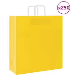 vidaXL Paper Bags 250 pcs with Handles White 21x11x28 cm Paper Grocery Bag - yellow, 45 x 17 x 48 cm/ 250 pcs