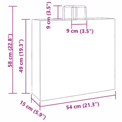 vidaXL Paper Bags 250 pcs with Handles White 21x11x28 cm Paper Grocery Bag - yellow, 54 x 15 x 49 cm/ 250 pcs - Additional view 10