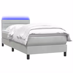 vidaXL Box Spring Bed with Mattress Light Grey 80x210 cm Velvet bed bed frame - Additional view 2
