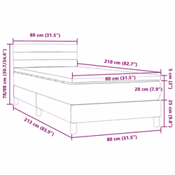 vidaXL Box Spring Bed with Mattress Light Grey 80x210 cm Velvet bed bed frame - Additional view 3