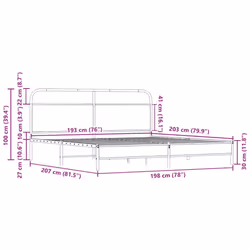 vidaXL Metal Bed Frame without Mattress Sonoma Oak 193x203 cm - Additional view 8