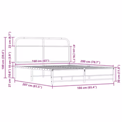 vidaXL Metal Bed Frame without Mattress Sonoma Oak 160x200 cm - Additional view 8