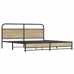 vidaXL Metal Bed Frame without Mattress Sonoma Oak 180x200 cm Super King