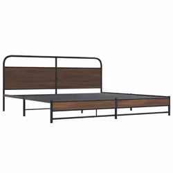 vidaXL Metal Bed Frame without Mattress Brown Oak 193x203 cm bedroom furniture