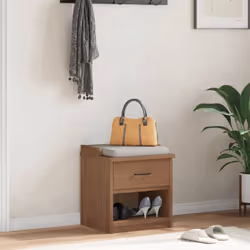 vidaXL Hallway Bench SANDNES 45x40x50 cm Solid Wood Pine bench hall bench - wallnut