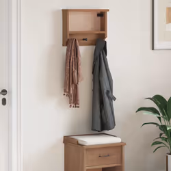vidaXL Wall-mounted Coat Rack SANDNES 45x12x35 cm Solid Wood Pine - wallnut