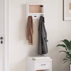 vidaXL Wall-mounted Coat Rack SANDNES 45x12x35 cm Solid Wood Pine - white - Additional view 2
