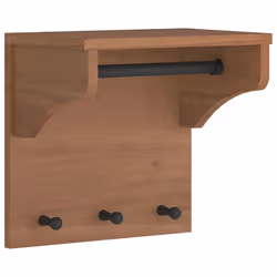 vidaXL Wall-mounted Coat Rack SANDNES 43x30x42 cm Solid Wood Pine - wallnut